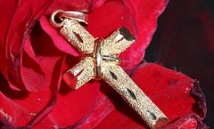 14k yellow gold 1.35″ diamond cut cross charm pendant handmade 2.45gr N3098C