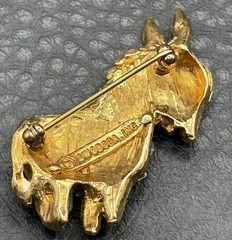 Vintage Swoboda Green Peridot Donkey Brooch Red Ruby Eyes Stone Pin