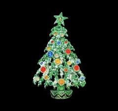 Brooch Pin Christmas Tree Lot 2” Vintage Silver & Gold Tone Holiday Jewelry