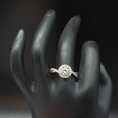 Sterling Silver CZ Halo Ring Twist Band IBB CN 925 Size 8