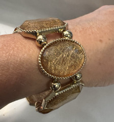 2 Retro Gold Tone Link Stretch Bracelet MCM Quiet Luxury Retroglam Careerchic
