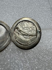 Antique Sterling Silver Art Nouveau Repousse Lady Crescent Moon & Stars Locket