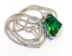 Natural Green Peridot 20 Ct Fancy Shape EGL 925 Sterling Pendant Free Chain 6MGE