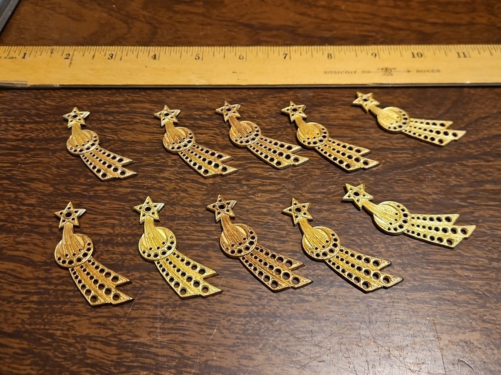 Lot Of 10 Shooting Stars France Vintage 60s Brass Stampings Findings Jewelry