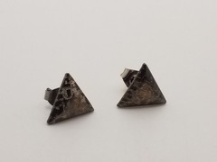 Vintage Silver Tone Post/ Stud Style Earrings 12mm Textured Triangle Geometrical