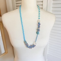 Vintage Necklace Lot Blue Glass Beads and other Materials 7 Necklaces