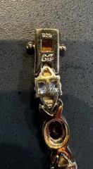 Vintage Sterling Silver Gold Vermeil Multi Gemstone Bracelet 7”