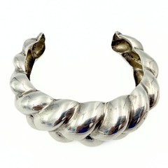 MCM Modernist Ribbed Sterling Silver Braided Cuff Bracelet