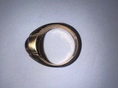 Vintage Mens Size 9 Tiger Eye Ring Gold Plated Maker Mark Gold Tone