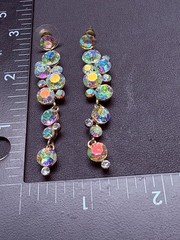 Vintage AB Rhinestone Long Dangle Earrings