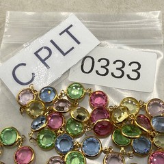 Vintage Open Bezel Necklace Gold Tone Pastel 28”