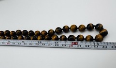 VTG Estate Tiger’s Eye Hand-Knotted Necklace Gemstone Beads Barrel Hook Clasp