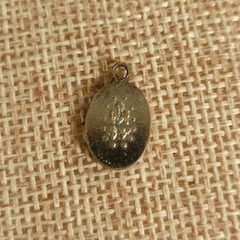 Vintage Blue Enamel Miraculous Medal Virgin Mary Pendant Small .75in Cottagecore