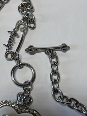Vintage Juicy Couture Heart Pendant Necklace Y2K Rhinestone Enamel Chain 60cm