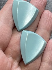 Vintage 1.1” Blue Retro Enameled Abstract Metal Drop Earrings