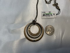 Cookie Lee Antique Brass Circle Pendant, Vintage With Tags
