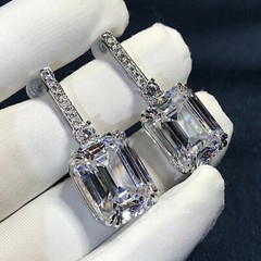 Women Luxury Drop Wedding Earrings 2.4 Ct Simulated Diamond 14K White Gold Over