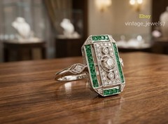 Lab Created 1.60CT Round Cut Diamond Vintage Art Deco Ring 14K White Gold Finish