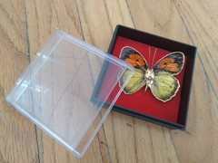 Vintage Butterfly Brooch 2 Inches Yellow Orange Gold Dipped Edging