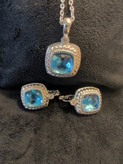 Joan Rivers Interchangeable Pierced Earrings and Necklace Silver Set