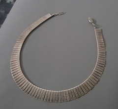 Vintage Cleopatra Egyptian Revival Choker Silver Tone Statement Necklace