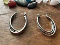 Beau Sterling Silver 925 Vintage mid-century MCM hoop earrings 1” , 5 grams