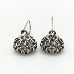Vintage Sterling Silver Fancy Bezel 14mm CZ Dangle Earrings Marked 925 9g #68