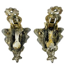 Vintage Rhinestone Gold Tone Christmas Tree Brooch with Matching Earrings