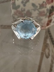 Vintage Park Lane Silver Tone & Icy Blue CZ Rhinestone Ring 5.75 Adjustable