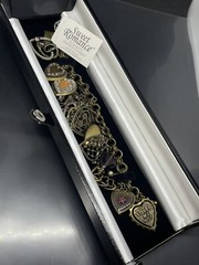VTG Signed Sweet Romance USA Hearts Charms Lockets USA 6.6” Chain Bracelet NWT