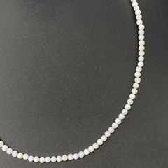 Dainty Stone Necklace White Opaque Gemstone Mini Bead 4.2mm Collar Chakra 19″