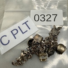 Vintage Signed 800 Silver Charm Bracelet Travel 8”