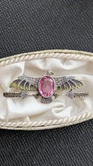 Antique 1920s Egyptian Revival Plique-a-Jour Enamel Brooch-Goddess Nekhbet