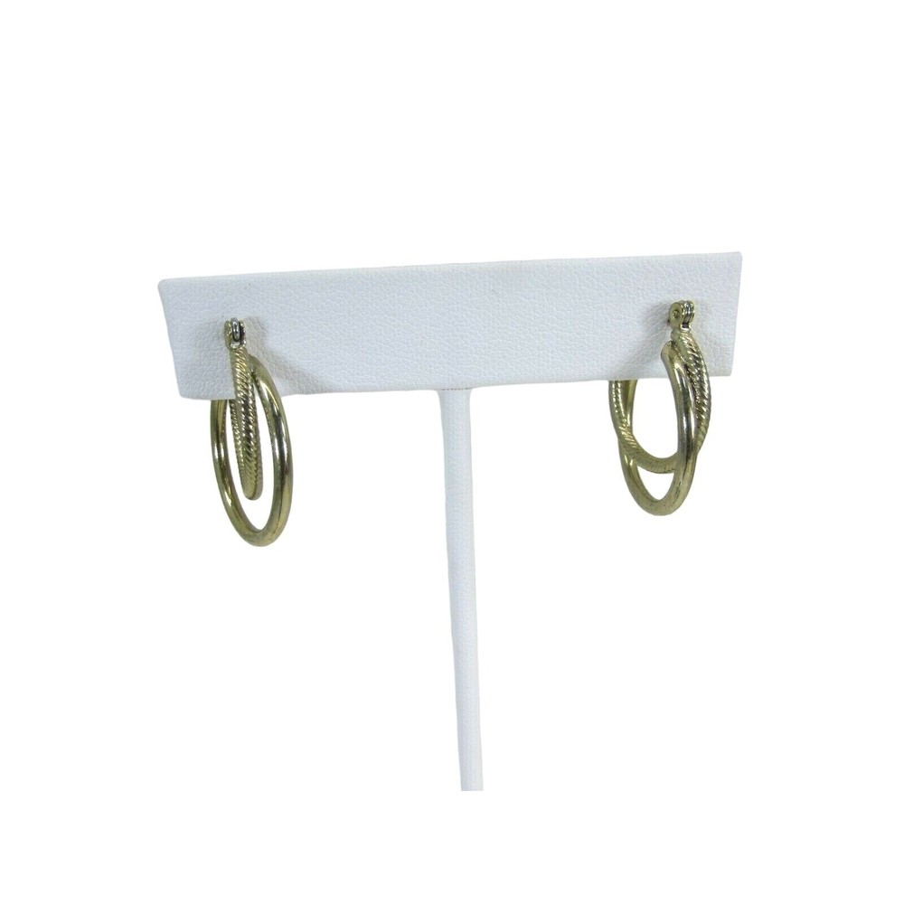 Vintage Goldtone Hoop Earrings Pierced Gold Tone 49330 Double