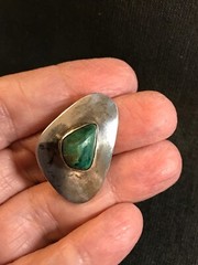Vtg Modernist 935 Silver Eilat Stone Pin Pendant Bezalel Art Academy Jerusalem
