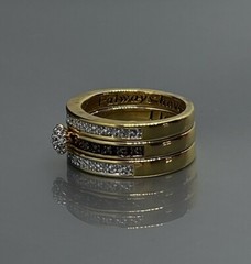 Womens Size 7 Ring Yellow Gold Plated Brown White Diamonds Engagement