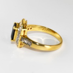 14K Yellow Gold Sapphire & Diamond Ring 4.6g