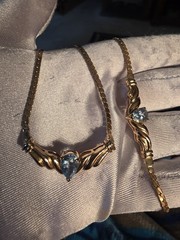 Vintage Goldtone & Blue Topaz Necklace & Bracelet