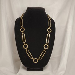 Vintage Korea G&S Gold Tone Statement Necklace Adjustable 27 To 42 inch Length