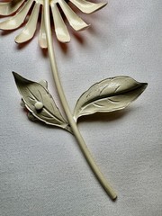 Vintage Orange Yellow Metal Enamel Daisy Flower Floral Brooch Pin 4.25” Spring