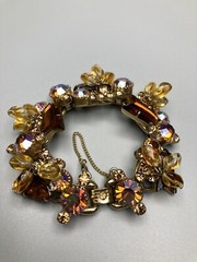 JULIANA D&E Book Piece Givre Cha Cha Dangle Arrow Rhinestone 5 Link Bracelet VTG