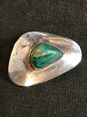 Vtg Modernist 935 Silver Eilat Stone Pin Pendant Bezalel Art Academy Jerusalem