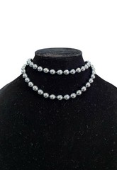 VTG Joan Rivers Gray Faux Pearl Knotted Beaded Necklace 29in