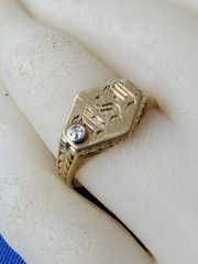 RARE FIND! Antique Victorian Girls 14k Gold Baby’s Ring DIAMOND Floral SIZE 6.5
