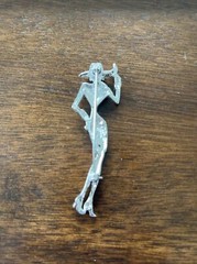 Vintage Signed AJC Fashionably Dressed Woman Silver Tone Pin Art Deco Fashion