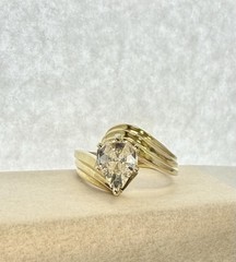 Rare Cross Cut Diamond Ring 1.00ct 14k Yellow Gold J SI2 6x5mm Size 7