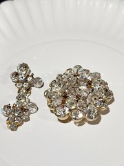 Juliana DE Delizza Elster Cha Cha Rhinestone Crystal Dangle Brooch and Earrings
