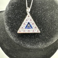 Vintage Ross Simons Silver 925 Italy Trilliant Tri-Color CZ Necklace 18″