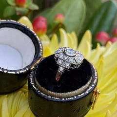 Vintage Art Deco Style Round Lab Created Diamond 14K White Gold FN Wedding Ring