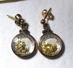Cripple Creek Co Gold Nugget Capsule Earrings in OGP w/ COA ETC11046